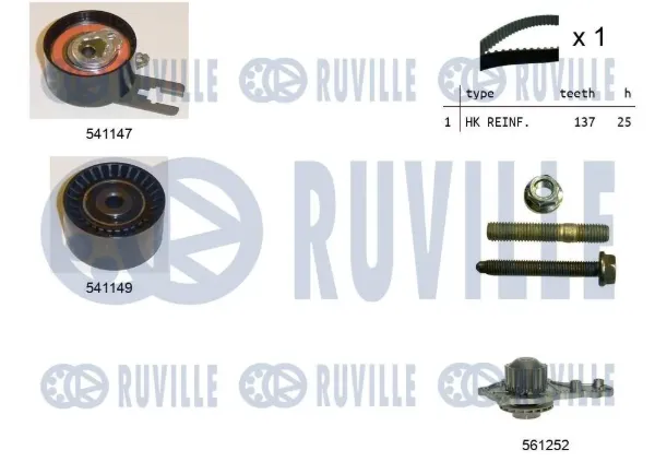 Correia do mecanismo de distribuição de gás, kit 5500581 Ruville