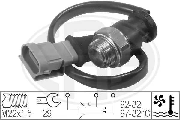 Sensor de temperatura do fluido de esfriamento (de ativação de ventilador do radiador) 330224 ERA