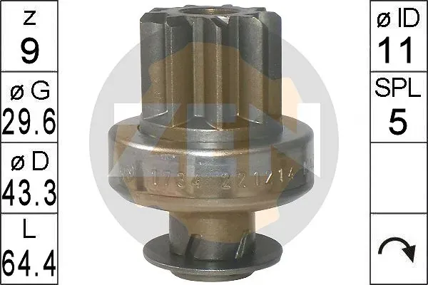 Roda-livre do motor de arranco ZN1734 ERA