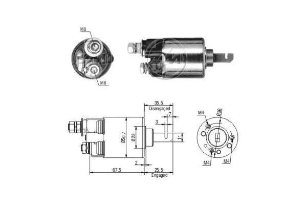Relê retrator do motor de arranco ZM606 ERA