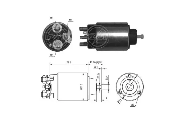 Relê retrator do motor de arranco ZM864 ERA