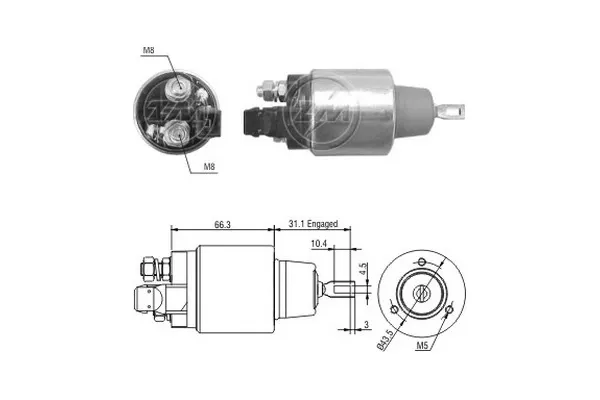 Relê retrator do motor de arranco ZM3972 ERA