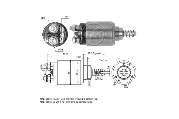Relê retrator do motor de arranco ZM543 ERA