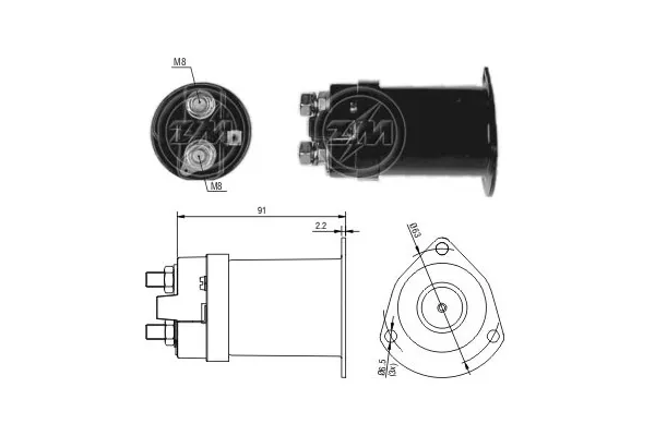 Relê retrator do motor de arranco ZM555 ERA