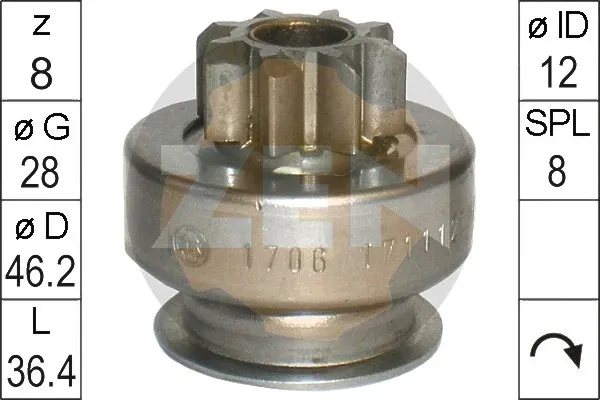 Roda-livre do motor de arranco ZN1706 ERA