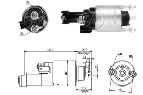 Relê retrator do motor de arranco ZM3705 ERA