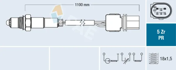 Sonda lambda, sensor de oxigênio até o catalisador 75100 FAE