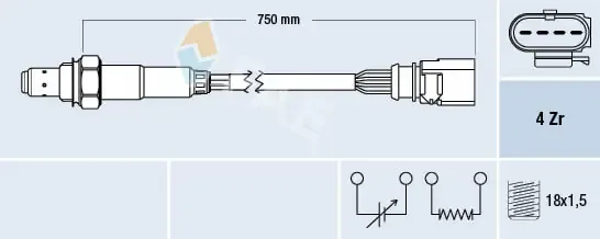 Sonda lambda, sensor de oxigênio até o catalisador 77399 FAE