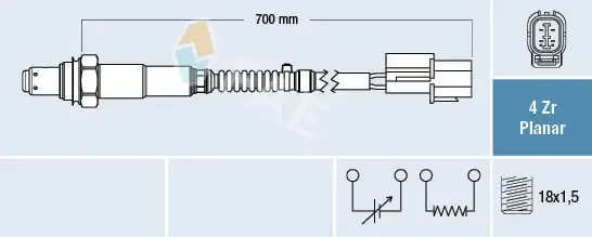Sonda lambda, sensor de oxigênio até o catalisador 77450 FAE