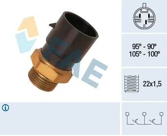 Sensor de temperatura do fluido de esfriamento (de ativação de ventilador do radiador) 38020 FAE
