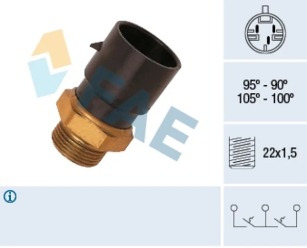 38020 FAE sensor de temperatura do fluido de esfriamento (de ativação de ventilador do radiador)
