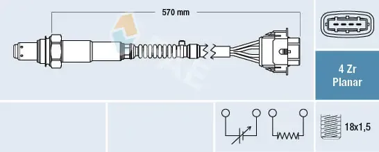 Sonda lambda, sensor de oxigênio até o catalisador 77154 FAE