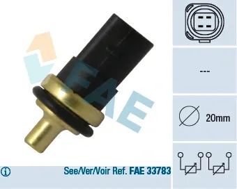 Sensor de temperatura do fluido de esfriamento Volkswagen Transporter 70B, 70C, 7DB, 7DK, 70J, 70K, 7DC, 7DJ