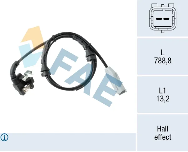 Sensor ABS traseiro 78662 FAE