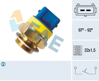 Sensor de temperatura do fluido de esfriamento (de ativação de ventilador do radiador) 37580 FAE