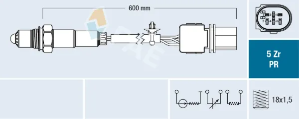 Sonda lambda, sensor de oxigênio até o catalisador 75159 FAE