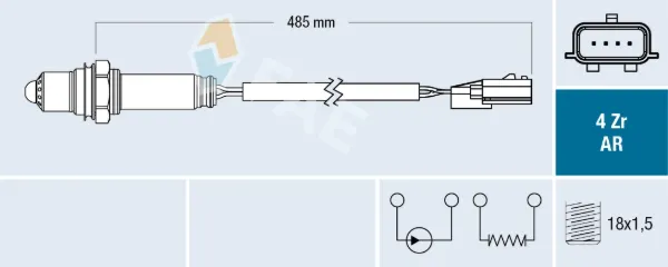 Sonda lambda, sensor de oxigênio até o catalisador 75634 FAE