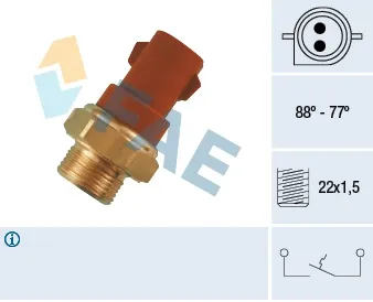 Sensor de temperatura do fluido de esfriamento (de ativação de ventilador do radiador) 37230 FAE