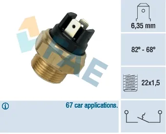 Sensor de temperatura do fluido de esfriamento (de ativação de ventilador do radiador) 37350 FAE