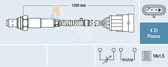 Sonda lambda, sensor de oxigênio até o catalisador 77226 FAE
