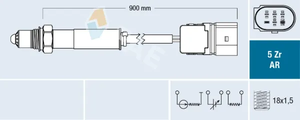 Sonda lambda, sensor de oxigênio até o catalisador 75155 FAE