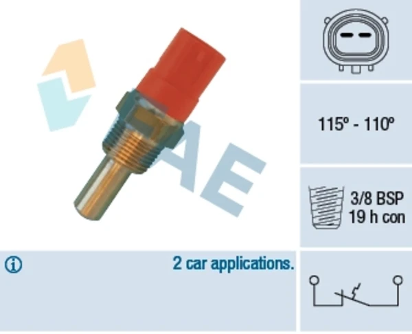 Sensor de temperatura do fluido de esfriamento (de ativação de ventilador do radiador) para Mitsubishi Pajero (V2W, V4W)