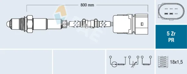 Sonda lambda, sensor de oxigênio até o catalisador 75039 FAE