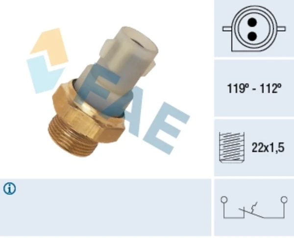 37700 FAE sensor de temperatura do fluido de esfriamento (de ativação de ventilador do radiador)