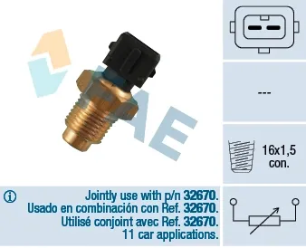 Sensor de temperatura do fluido de esfriamento 32540 FAE