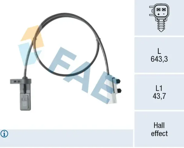 Sensor ABS traseiro 78673 FAE