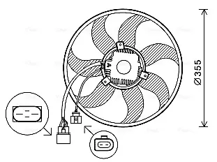 Ventilador elétrico de esfriamento montado (motor + roda de aletas) esquerdo VN7534 AVA