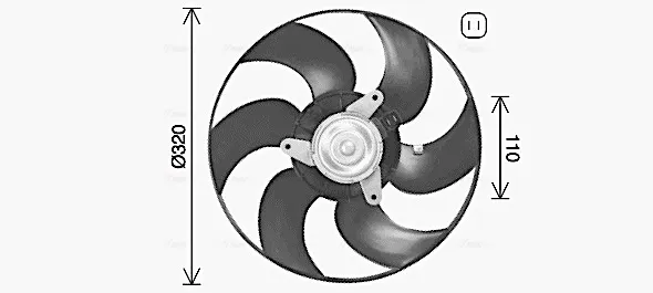 Ventilador elétrico de esfriamento montado (motor + roda de aletas) PE7563 AVA