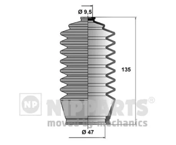 Bota de proteção do mecanismo de direção (de cremalheira) para Toyota Corolla (E9)