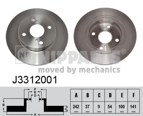 Disco do freio traseiro J3312001 Nipparts