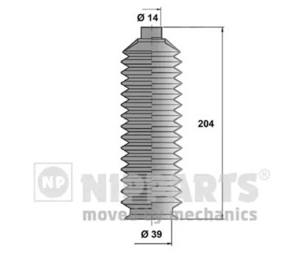J2843000 Nipparts bota de proteção do mecanismo de direção (de cremalheira)