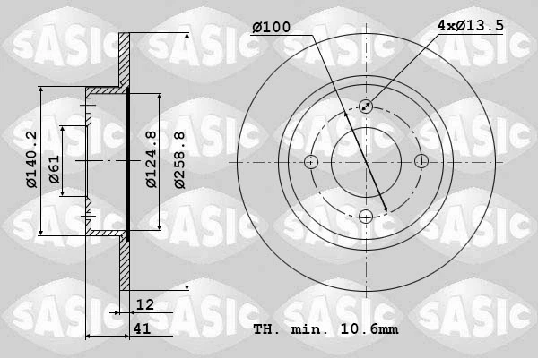 6104001 Sasic disco do freio dianteiro