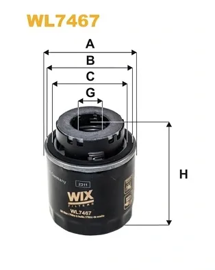 Filtro de óleo WL7467 WIX