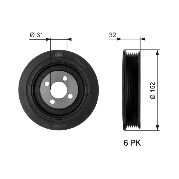 Polia de cambota para Peugeot 605 (6B)