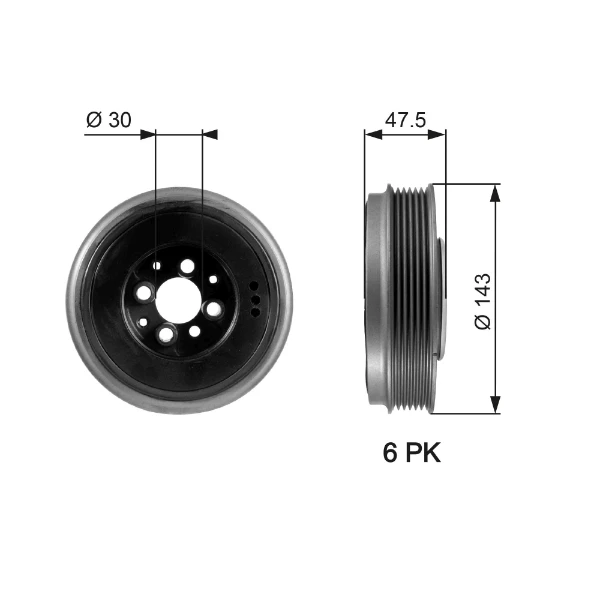 Polia de cambota para Volkswagen Polo (6KV5)