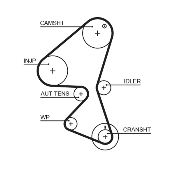 Correia do mecanismo de distribuição de gás para Citroen C1 (PM, PN)