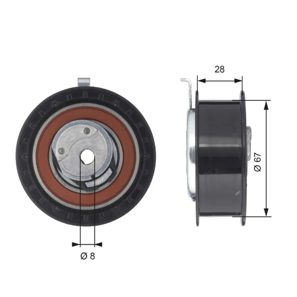 Rolo de reguladora de tensão da correia do mecanismo de distribuição de gás Skoda Felicia II