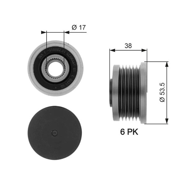Polia do gerador para Volvo S40 (VS)