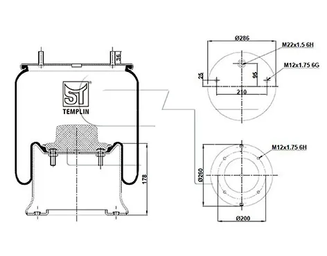 Coxim pneumático (suspensão de lâminas pneumática) do eixo 2919V SAF