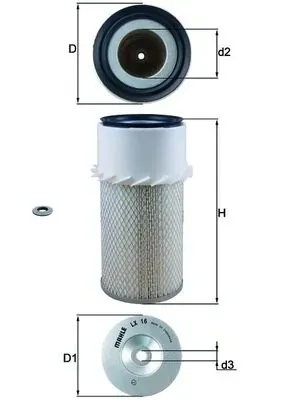 Filtro de ar LX16 Mahle Original