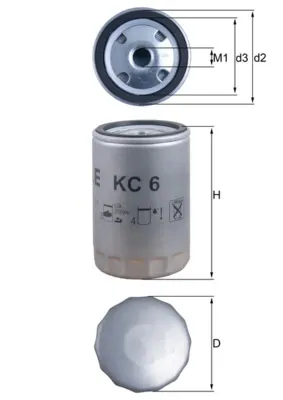 Filtro de combustível KC6 Mahle Original