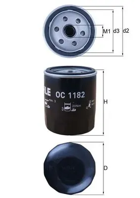 Filtro de óleo OC1182 Mahle Original