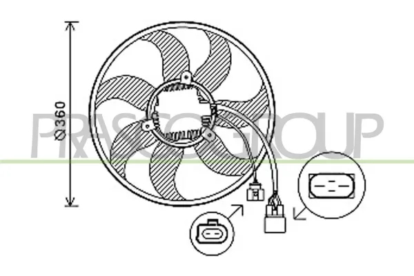 Ventilador elétrico de esfriamento montado (motor + roda de aletas) Volkswagen Golf PLUS V