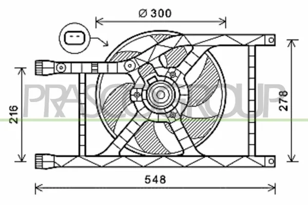 Ventilador elétrico de esfriamento montado (motor + roda de aletas) Fiat 500 312