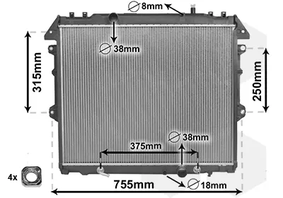Radiador de esfriamento de motor 53002496 VAN Wezel
