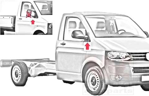 Espelho de retrovisão esquerdo Volkswagen AMAROK 2HA, 2HB, S1B, S6B, S7A, S7B